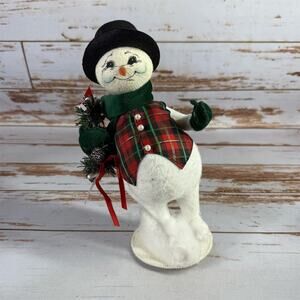 Annalee Festive Snowman Figurine Plaid Vest & Top Hat – Holiday Collectible